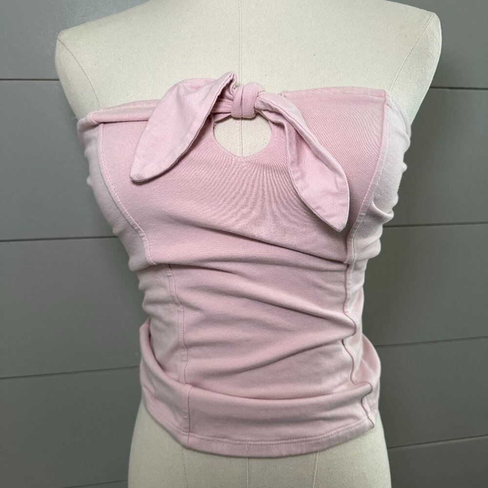 Baby Pink Express Strapless Tube Top- size XS with ties and keyhole